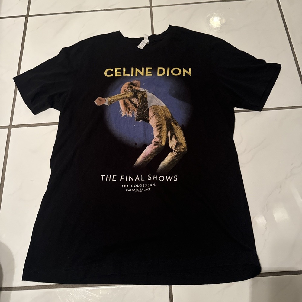 Celine Dion 2019 The Final Shows Caesars Palace T Shirt Black L Setlist 20x27